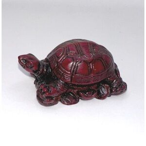 Vintage Chinese Carved Red Resin GOOD LUCK TURTLE Feng Shui, Miniature Figure